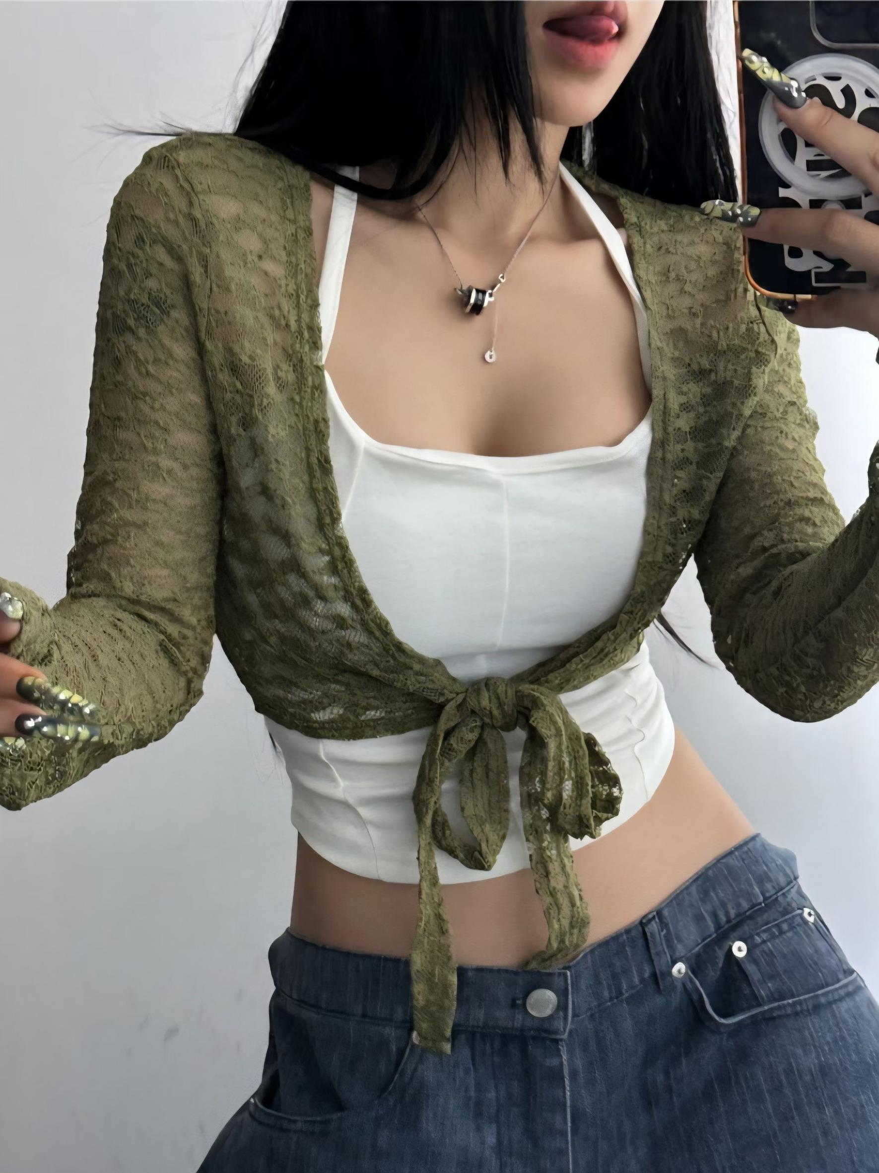 蕾絲綁帶小外套